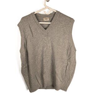 Vintage LL Bean Sweater Vest Mens XL Gray V-Neck Wool Preppy Missing Size Tag